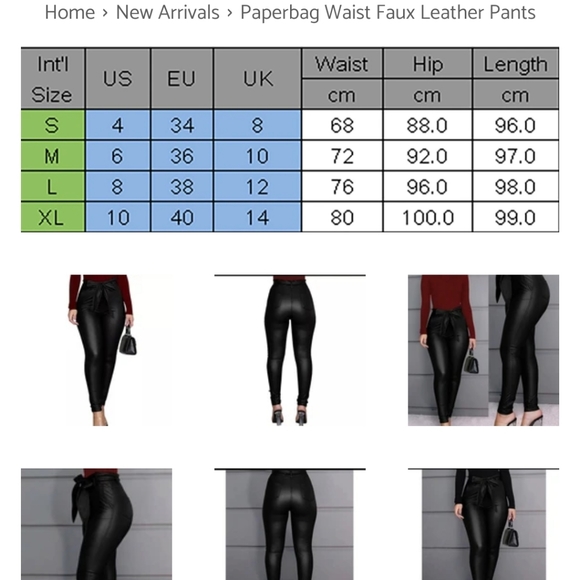 Paperbag Waist Faux Leather Pants - Picture 7 of 8